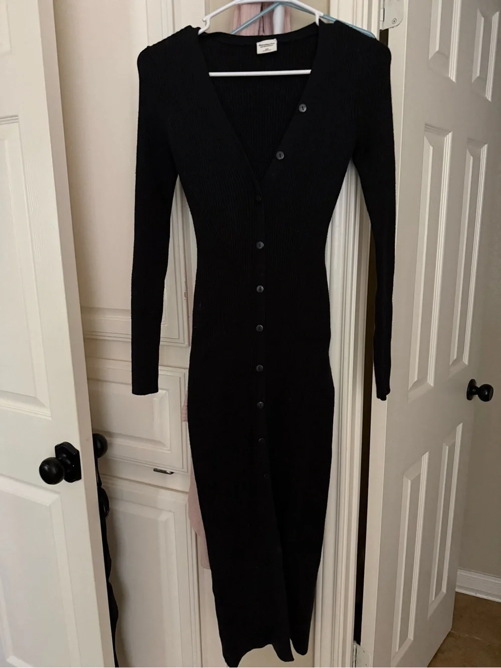 Abercrombie & Fitch Black Ribbed Sweater Maxi Dress